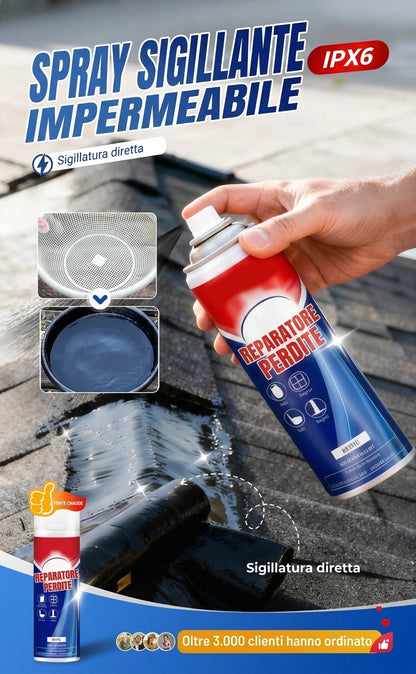 ✨Spray sigillante anti-perdite istantaneo💦 Sigilla crepe e fori in 5 minuti, impermeabile e flessibile per tubi e tetti💥