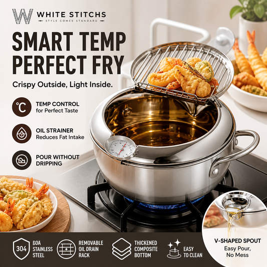 🔥 -50% Oggi: Friggitrice per Tempura in Acciaio Inossidabile – Termometro integrato per una temperatura perfetta, corpo profondo anti-schizzi, griglia di sgocciolamento inclusa. Per fritture croccanti e leggere.