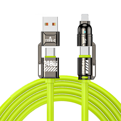 🔌 50% DI SCONTO! Cavo di Ricarica Rapida 4-in-1 ad Alta Potenza, 240W PD, USB-A/USB-C a Type-C/Lightning, Cavo Universale per Ricarica Rapida di Smartphone e Laptop