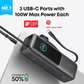 Power Bank, 25000mAh Caricatore Portatile con Tre Porte USB-C da 100W per Ricarica Multi-Dispositivo, Cavi Integrati e Retrattili