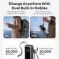 Power Bank, 25000mAh Caricatore Portatile con Tre Porte USB-C da 100W per Ricarica Multi-Dispositivo, Cavi Integrati e Retrattili