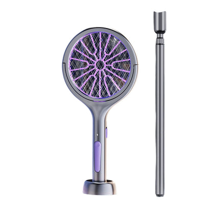 Mosquito Zapper Racchetta Antizanzare Elettrica 2 in 1, Racchetta Anti Insetti USB Ricaricabile 3000V con Testa Rotante, Zanzariera Elettrica per Casa/Balcone/Giardin/Campeggio, Grigio