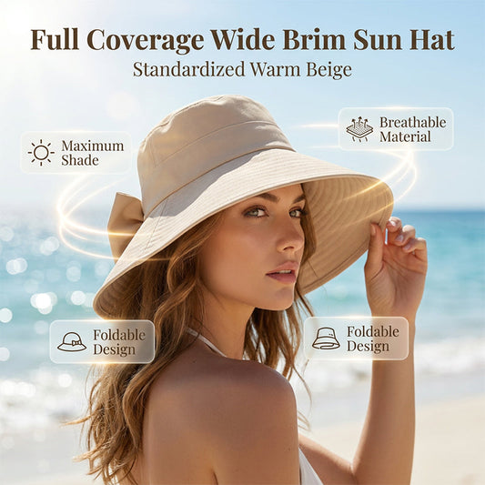 Super Offerta! Cappello da Sole Donna a Tesa Larga con Fiocco 🌟 Protezione Totale al 50% di Sconto!