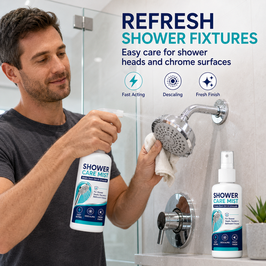 🚿 Spray Anticalcare ad Azione Rapida per Soffioni Doccia e Rubinetti – 50ml, Rimuove Depositi Minerali & Calcare – 1+1 Gratis ✨