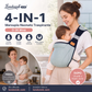 ⏳🔥OFFERTA LIMITATA DEL 50% DI SCONTO! ⏰👶 Marsupio per bambino traspirante 4 in 1 – 0-36 mesi, posizione anteriore/posteriore/rivolta verso l'interno/rivolta verso l'esterno – Comfort a mani libere per genitore e bambino! ✨