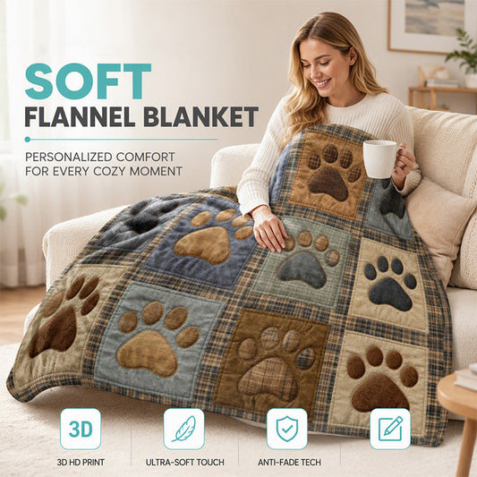 🛋️Coperta in Flanella a Impronte di Zampa 🐾 Calda e Avvolgente ma Leggera 🤗 | Stampa Vivace Durevole ✨ | per Divano, Letto e Viaggi  | 7 Misure da 70×100 a 160×220 cm 📏