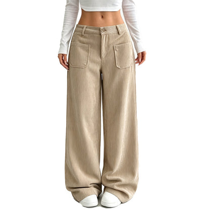 Pantaloni a gamba larga da donna, taglio comodo e rilassato
