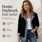 50% DI SCONTO! ⭐ Elegante cappotto in denim da donna con inserto in maglia a coste