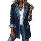 50% DI SCONTO! ⭐ Elegante cappotto in denim da donna con inserto in maglia a coste